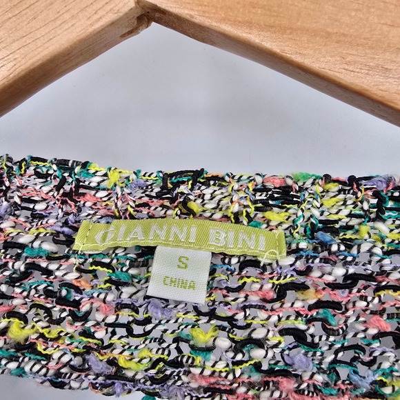 Gianni Bini Multicolor Knit Sweater V-Neck Cutout Back Long Sleeve Women's Small - Picture 5 of 12